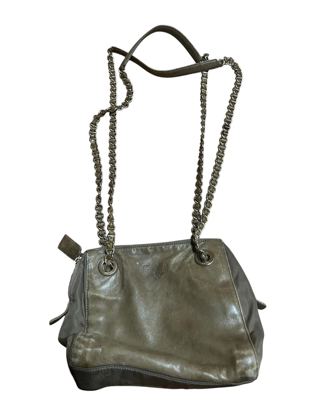 Prada Milano Chain-Handle Shoulder Bag - Taupe - Picture 2 of 11